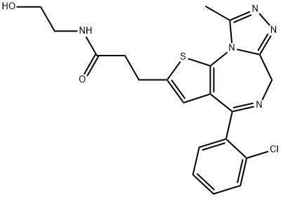 6H-Thieno(3,2-f)(1,2,4)triazolo(4,3-a)(1,4)diazepine-2-propanamide, 4- (2-chlorophenyl)-N-(2-hydroxyethyl)-9-methyl- Struktur