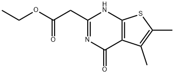 (5,6-DIMETHYL-4-OXO-3,4-DIHYDRO-THIENO[2,3-D]PYRIMIDIN-2-YL)-ACETIC ACID ETHYL ESTER Struktur