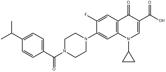 3-Quinolinecarboxylic acid, 1-cyclopropyl-6-fluoro-1,4-dihydro-7-[4-[4-(1-Methylethyl)benzoyl]-1-piperazinyl]-4-oxo- Struktur