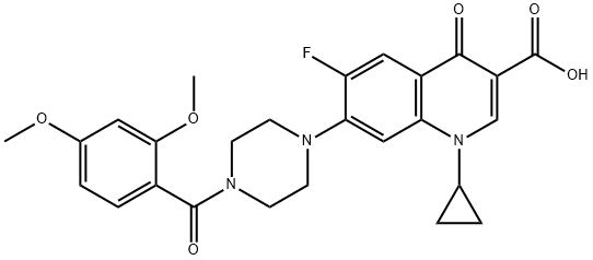 3-Quinolinecarboxylic acid, 1-cyclopropyl-7-[4-(2,4-diMethoxybenzoyl)-1-piperazinyl]-6-fluoro-1,4-dihydro-4-oxo- Struktur