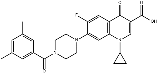 3-Quinolinecarboxylic acid, 1-cyclopropyl-7-[4-(3,5-diMethylbenzoyl)-1-piperazinyl]-6-fluoro-1,4-dihydro-4-oxo- Struktur