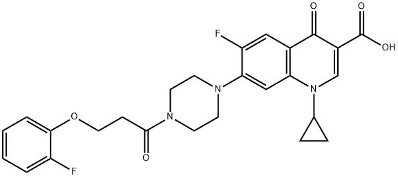 3-Quinolinecarboxylic acid, 1-cyclopropyl-6-fluoro-7-[4-[3-(2-fluorophenoxy)-1-oxopropyl]-1-piperazinyl]-1,4-dihydro-4-oxo- Struktur