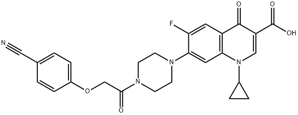 3-Quinolinecarboxylic acid, 7-[4-[2-(4-cyanophenoxy)acetyl]-1-piperazinyl]-1-cyclopropyl-6-fluoro-1,4-dihydro-4-oxo- Struktur