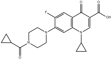 3-Quinolinecarboxylic acid, 1-cyclopropyl-7-[4-(cyclopropylcarbonyl)-1-piperazinyl]-6-fluoro-1,4-dihydro-4-oxo- Struktur