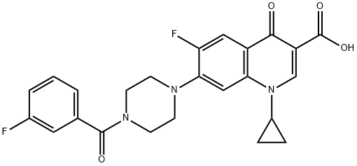 3-Quinolinecarboxylic acid, 1-cyclopropyl-6-fluoro-7-[4-(3-fluorobenzoyl)-1-piperazinyl]-1,4-dihydro-4-oxo- Struktur