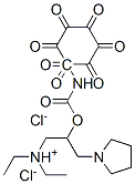 diethyl-[2-[(3-heptoxyphenyl)carbamoyloxy]-3-(2,3,4,5-tetrahydropyrrol -1-yl)propyl]azanium dichloride Struktur