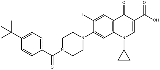 3-Quinolinecarboxylic acid, 1-cyclopropyl-7-[4-[4-(1,1-diMethylethyl)benzoyl]-1-piperazinyl]-6-fluoro-1,4-dihydro-4-oxo- Struktur