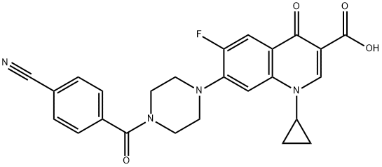 3-Quinolinecarboxylic acid, 7-[4-(4-cyanobenzoyl)-1-piperazinyl]-1-cyclopropyl-6-fluoro-1,4-dihydro-4-oxo- Struktur