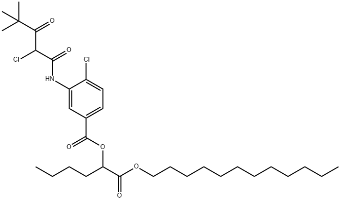 3-(2-Chloro-4,4-dimethyl-3-oxovalerylamino)-4-chlorobenzoic acid 1-(dodecyloxycarbonyl)pentyl ester Struktur