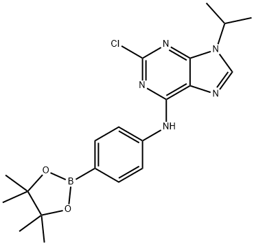 2-chloro-9-isopropyl-N-(4-(4,4,5,5-tetramethyl-1,3,2-dioxaborolan-2-yl)phenyl)-9H-purin-6-amine Struktur