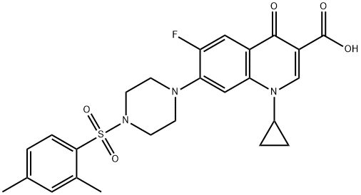 3-Quinolinecarboxylic acid, 1-cyclopropyl-7-[4-[(2,4-diMethylphenyl)sulfonyl]-1-piperazinyl]-6-fluoro-1,4-dihydro-4-oxo- Struktur