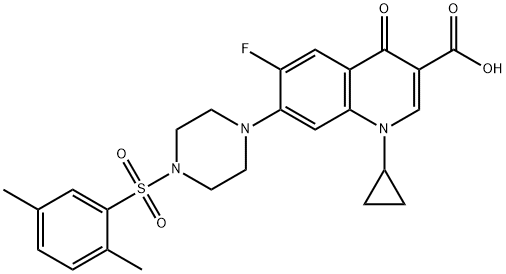 3-Quinolinecarboxylic acid, 1-cyclopropyl-7-[4-[(2,5-diMethylphenyl)sulfonyl]-1-piperazinyl]-6-fluoro-1,4-dihydro-4-oxo- Struktur