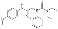 Diethylcarbamodithioic acid 2-((4-methoxyphenyl)amino)-2-(phenylimino) ethyl ester Struktur