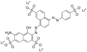 2,7-Naphthalenedisulfonic acid, 6-amino-4-hydroxy-3-7-sulfo-4-(4-sulfophenyl)azo-1-naphthalenylazo-, tetralithium salt Struktur