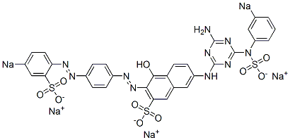 7-[4-Amino-6-(3-sodiosulfoanilino)-1,3,5-triazin-2-ylamino]-4-hydroxy-3-[4-(4-sodiosulfophenylazo)phenylazo]-2-naphthalenesulfonic acid sodium salt Struktur