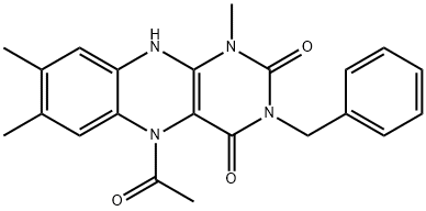 Alloxazine,  5-acetyl-3-benzyl-5,10-dihydro-1,7,8-trimethyl-  (7CI) Struktur