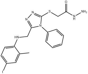 2-[(5-{[(4-iodo-2-methylphenyl)amino]methyl}-4-phenyl-4H-1,2,4-triazol-3-yl)thio]acetohydrazide Struktur