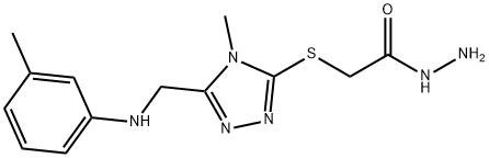 2-[(4-methyl-5-{[(3-methylphenyl)amino]methyl}-4H-1,2,4-triazol-3-yl)thio]acetohydrazide Struktur