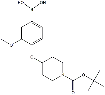 4-(1-BOC-piperidin-4-yloxy)-3-Methoxyphenylboronic acid Struktur