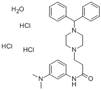 1-Piperazinepropanamide, N-(3-(dimethylamino)phenyl)-4-(diphenylmethyl )-, hydrochloride, hydrate (2:6:1) Struktur