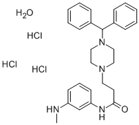 1-Piperazinepropanamide, 4-(diphenylmethyl)-N-(3-(methylamino)phenyl)- , hydrochloride, hydrate (2:6:1) Struktur