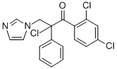 2-chloro-1-(2,4-dichlorophenyl)-3-(1H-imidazol-1-yl)-2-phenylpropan-1-one Struktur