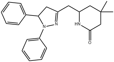 6-[(1,5-diphenyl-4,5-dihydropyrazol-3-yl)methyl]-4,4-dimethyl-piperidi n-2-one Struktur