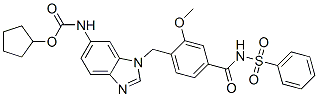 cyclopentyl N-[3-[[4-(benzenesulfonylcarbamoyl)-2-methoxy-phenyl]methy l]benzoimidazol-5-yl]carbamate Struktur