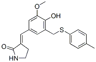 (3E)-3-[[4-hydroxy-3-methoxy-5-[(4-methylphenyl)sulfanylmethyl]phenyl] methylidene]pyrrolidin-2-one Struktur