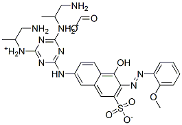 (6-(4-hydroxy-3-(2-methoxyphenylazo)-2-sulfonato-7-naphthylamino)-1,3,5-triazin-2,4-diyl)bis[(amino-1-methylethyl)ammonium] formate Struktur