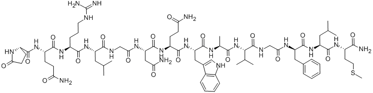 PYR-GLN-ARG-LEU-GLY-ASN-GLN-TRP-ALA-VAL-GLY-D-PHE-LEU-MET-NH2 Struktur