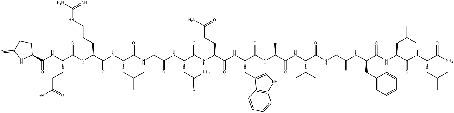 PYR-GLN-ARG-LEU-GLY-ASN-GLN-TRP-ALA-VAL-GLY-D-PHE-LEU-LEU-NH2 Struktur