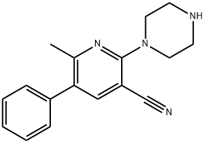 6-Methyl-5-phenyl-2-piperazino-3-pyridinecarbonitrile Struktur