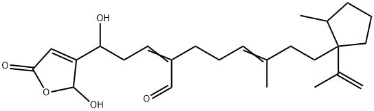 2-[3-[(2,5-Dihydro-2-hydroxy-5-oxofuran)-3-yl]-3-hydroxypropylidene]-6-methyl-8-[2-methyl-1-(1-methylethenyl)cyclopentyl]-5-octenal Struktur