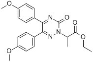 1,2,4-Triazine-2(3H)-acetic acid, 5,6-bis(4-methoxyphenyl)-alpha-methy l-3-oxo-, ethyl ester Struktur