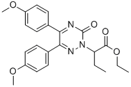 1,2,4-Triazine-2(3H)-acetic acid, 5,6-bis(4-methoxyphenyl)-alpha-ethyl -3-oxo-, ethyl ester Struktur