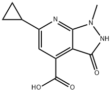 6-cyclopropyl-1-methyl-3-oxo-2,3-dihydro-1H-pyrazolo[3,4-b]pyridine-4-carboxylic acid Struktur