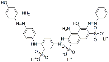 4-Amino-3-[[4-[[4-[(2-amino-4-hydroxyphenyl)azo]phenyl]amino]-3-sulfophenyl]azo]-5-hydroxy-6-(phenylazo)-2,7-naphthalenedisulfonic acid, trilithium salt Struktur