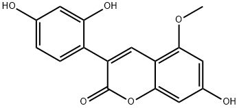 7,2',4'-Trihydroxy-5-Methoxy-3-phenylcouMarin Struktur