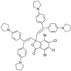 3,3-Bis[2,2-bis[4-(1-pyrrolidinyl)phenyl]vinyl]-4,7-dibromo-5,6-dichlorophthalide Struktur