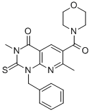 Morpholine, 4-((1,2,3,4-tetrahydro-3,7-dimethyl-4-oxo-1-(phenylmethyl) -2-thioxopyrido(2,3-d)pyrimidin-6-yl)carbonyl)- Struktur