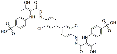 3,3'-Dichloro-4,4'-bis[3-hydroxy-2-(4-sulfoanilino)-2-butenoylazo]biphenyl Struktur