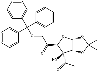 3-Acetyl-1,2-O-isopropylidene-6-O-trityl--L-arabino-hexofuranos-5-ulose Struktur