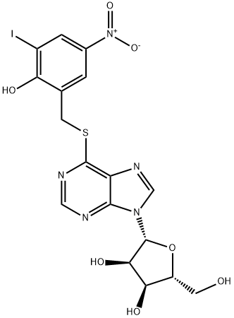 6-((2-hydroxy-3-iodo-5-nitrobenzyl)thio)-9-ribofuranosylpurine Struktur