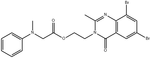 Glycine, N-methyl-N-phenyl-, 2-(6,8-dibromo-2-methyl-4-oxo-3(4H)-quina zolinyl)ethyl ester Struktur