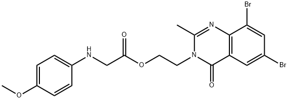 beta-(6,8-Dibromo-2-methyl-3,4-dihydro-4-oxoquinazolin-3-yl)ethyl p-an isidinoacetate Struktur