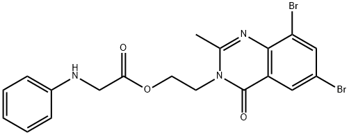 beta-(6,8-Dibromo-2-methyl-3,4-dihydro-4-oxoquinazolin-3-yl)ethyl anil inoacetate Struktur