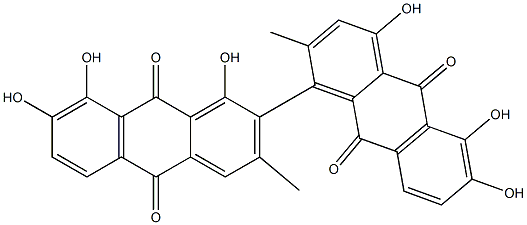 (-)-1',4,5,6,7',8'-Hexahydroxy-2,3'-dimethyl-1,2'-bi[9,10-anthraquinone] Struktur