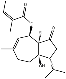 2-Methyl-2-butenoic acid [1,2,3,3a,4,7,8,8a-octahydro-8a-hydroxy-3a,6-dimethyl-1-isopropyl-3-oxoazulen-4-yl] ester Struktur