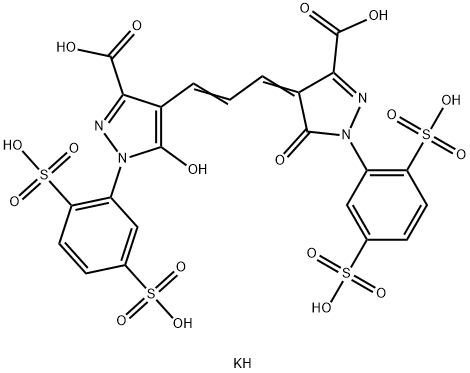 4-[3-[3-Carboxy-1-(2,5-dipotassiosulfophenyl)-5-hydroxy-1H-pyrazol-4-yl]-2-propenylidene]-1-(2,5-dipotassiosulfophenyl)-4,5-dihydro-5-oxo-1H-pyrazole-3-carboxylic acid Struktur